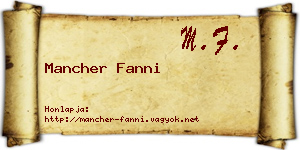Mancher Fanni névjegykártya